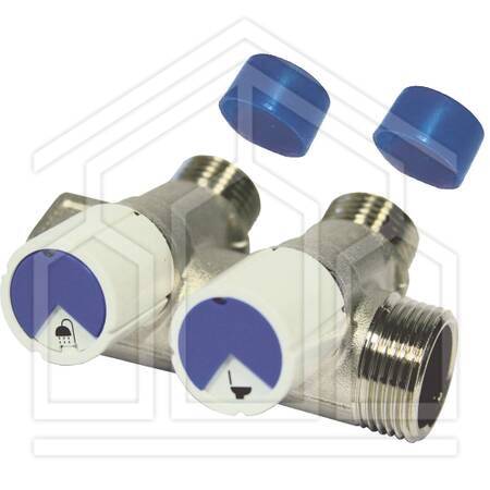 COLLETTORE CON RUBINETTI ø1"MF 2 DERIVAZIONI ø1/2"M