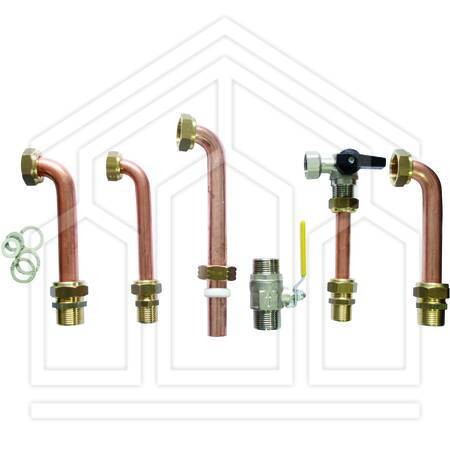 KIT RACCORDI TELESCOPICI+RUBINETTO GAS/ACQUA CALDA SANITARIA PER CALDAIE MURALI