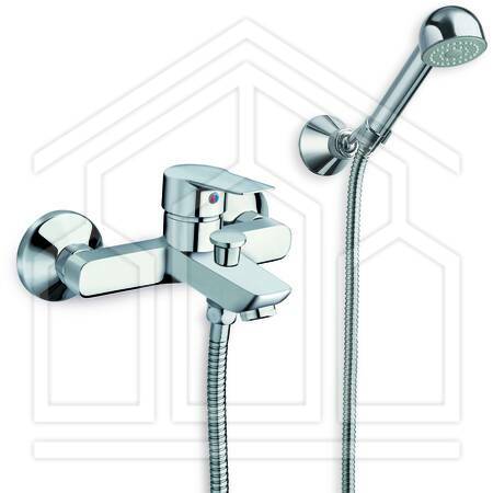 PRO 1 MISCELATORE MONOCOMANDO VASCA ESTERNO A PARETE CON DEVIATORE 2 USCITE, BOCCA 133mm E DOCCETTA CON SUPPORTO ORIENTABILE CROMO
