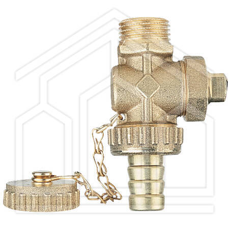 290 RUBINETTO SCARICO CALDAIA ø3/4" CON ATTACCO PORTAGOMMA E TAPPO