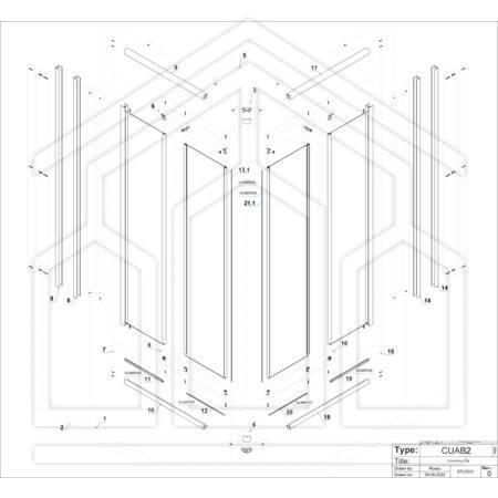 prima 2000 glass CUAB2 700/900 x 1900 SIL A10 PRO cabina ad angolo 2 antine, 2 elementi scorrevoli, 2 lati fissi, completo 700/900 (675-731/875-931) x 1900 argento opaco vetro temperato trasparente Pr