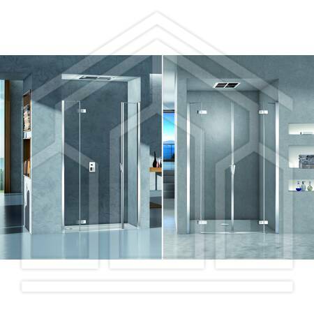 puraR 5000 PR-TN3 L  SB1 x 2000 CSH AG10 porta battente per nicchia, 2 lati fissi, cerniera sx SB1 (1000-1300) x 2000 cromo/alu arg. luc. vetro temperato Parsol grigio ColourArt metal brushed brass