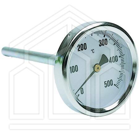 TERMOMETRO/PIROMETRO BIMETALLICO POSTERIORE PER FUMI QUADRANTE ø63mm 0°÷500°C CON GUAINA L.50cm
