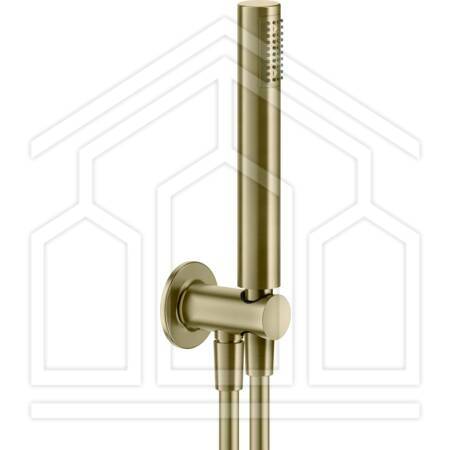 58123 KIT DOCCETTA CON PRESA ACQUA, DOCCETTA ANTICALCARE E FLESSIBILE L.1,5m BRASS BRUSHED PVD