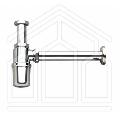 SIF 001 SIFONE A BOTTIGLIA ø1" L.25cm CON CODOLO 12cm SENZA PILETTA OTTONE CROMATO E ACCIAIO INOX
