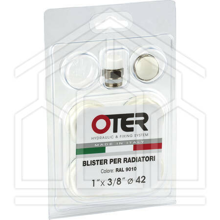 100-B5-42 KIT VALVOLA SFOGO ARIA IN BLISTER PER RADIATORI ALLUMINIO ø1"x1/2" RAL 9010
