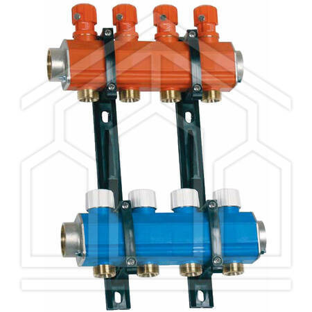 1002.A COLLETTORE PREMONTATO ø1"F 4+4 DERIVAZIONI ø3/4"M POLIMERO