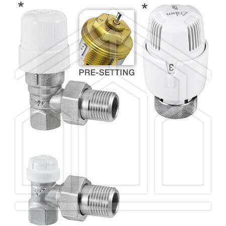 2821 KIT VALVOLA TERMOSTATICA E DETENTORE ANGOLARI ø1/2" FERRO