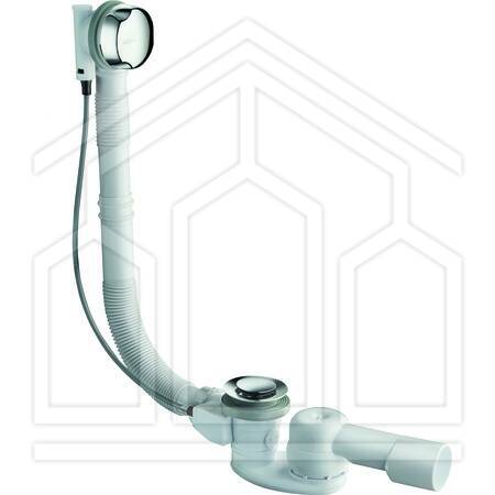 COLONNA SCARICO VASCA MOD.04 47cm KIT OTTONE PILETTA INOX+AS56 CROMO