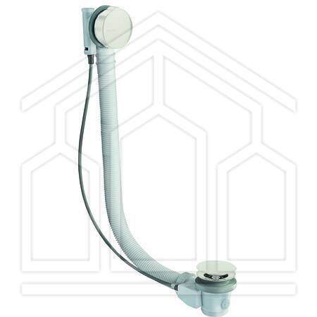 COLONNA SCARICO VASCA MOD.06 47cm KIT OTTONE PILETTA INOX BIANCO OPACO