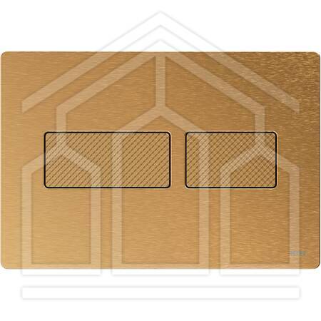 TECEsolid - Placca di comando WC, tecnologia a doppio scarico con superficie testurizzata, Ottone spazzolato con struttura a diamante