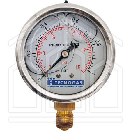 MANOMETRO PER GAS/ACQUA - 0 ÷ 25 bar - Ø 63 - 1/4" - attacco radiale