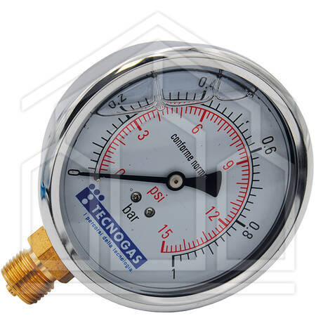 MANOMETRO PER GAS/ACQUA - 0 ÷ 4 bar - Ø 100 - 1/2" - attacco radiale