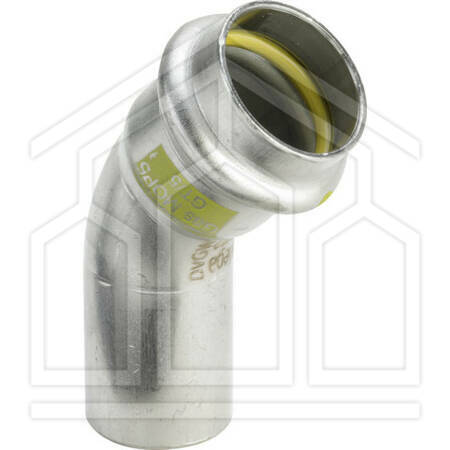 Curva a 45° 28,mod.02261,acciaio inox/gas