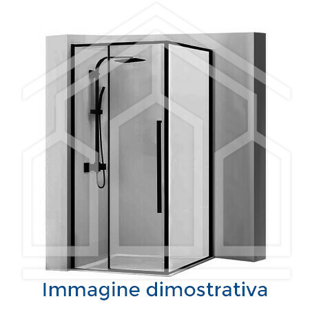 stila 2000 C6-FPER 750 x 1950 SIL TS10 Cabina ad angolo, porta soffietto/battente, lato dx 750 (733-751) x 1950 argento opaco vetro temperato serigrafia satinata